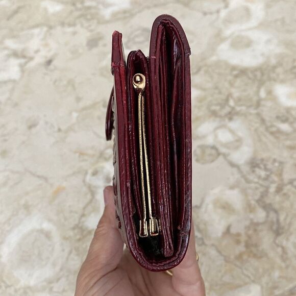 NEW! Vintage Eel Skin Large Wallet Burgundy Red - Picture 7 of 13